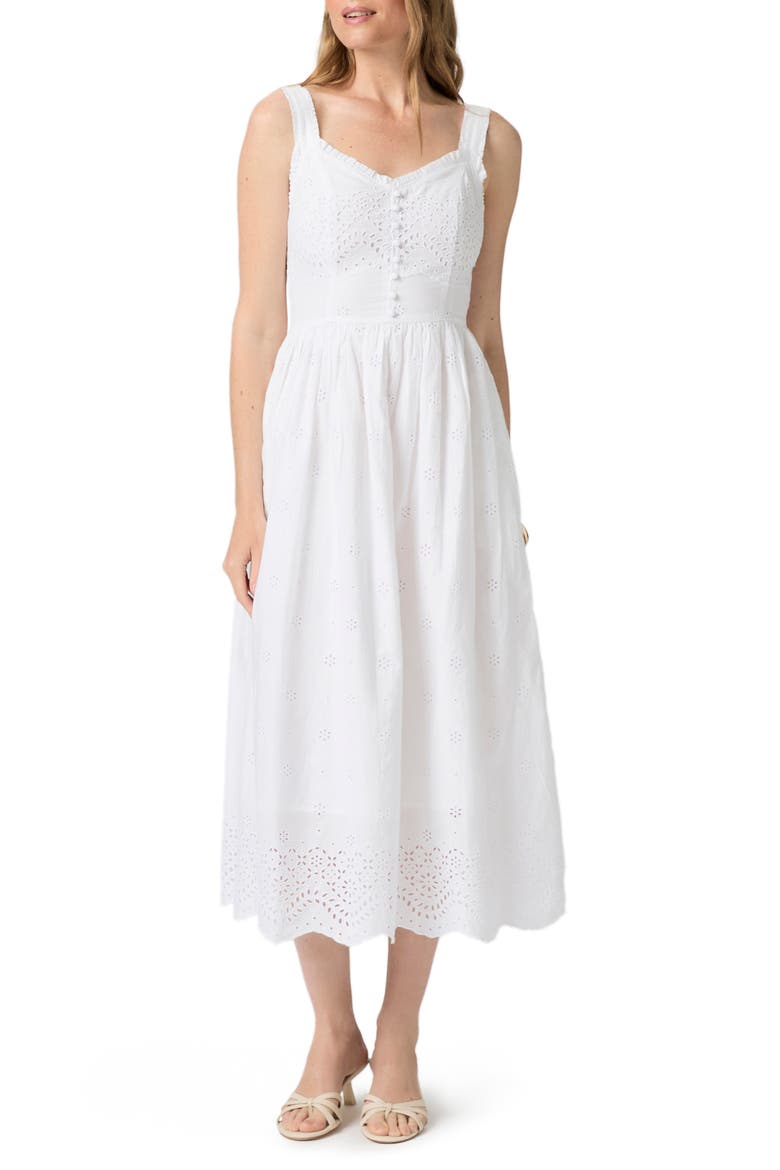 Riesling Eyelet Sleeveless Maxi Dress, Main, color, WHITE