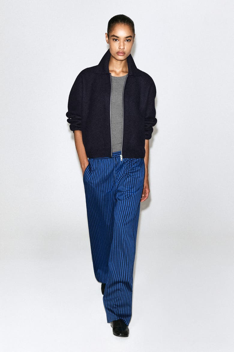 Sculpted Merino Wool Zip-Up Jacket, Alternate, color, NAVY