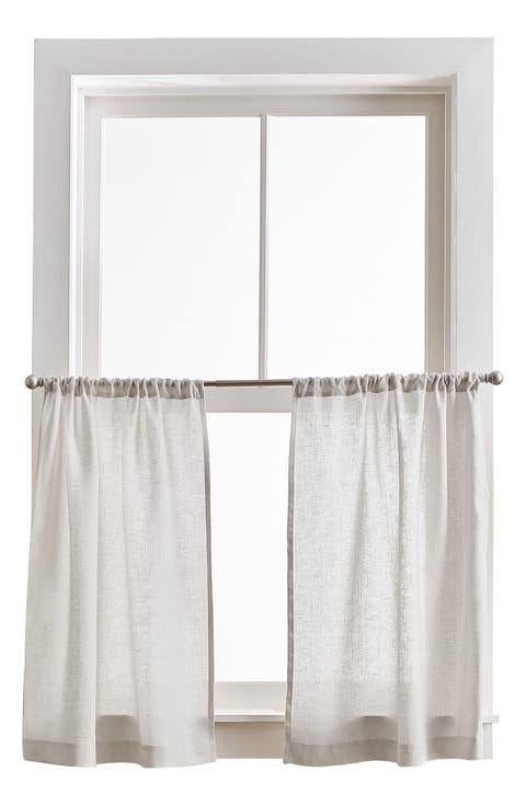 Set of 2 Tier Linen Curtain Panels
