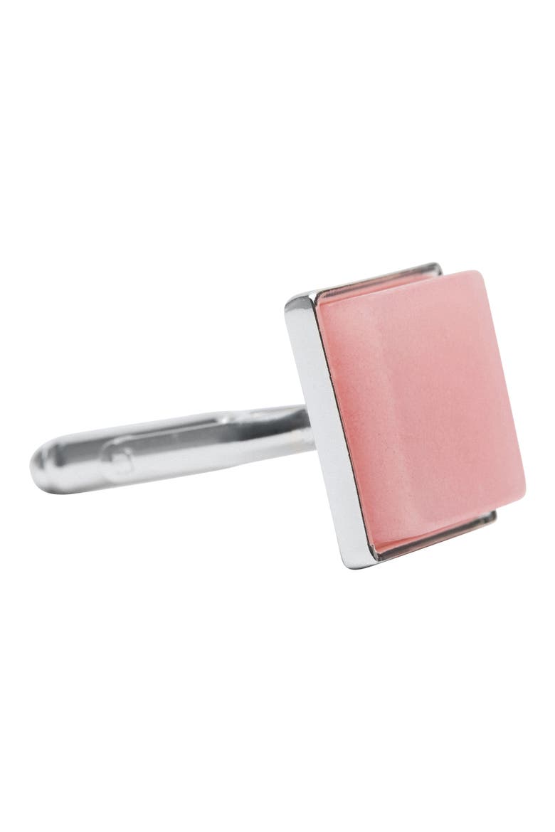 Semiprecious Stone Cuff Links, Alternate, color, SILVER