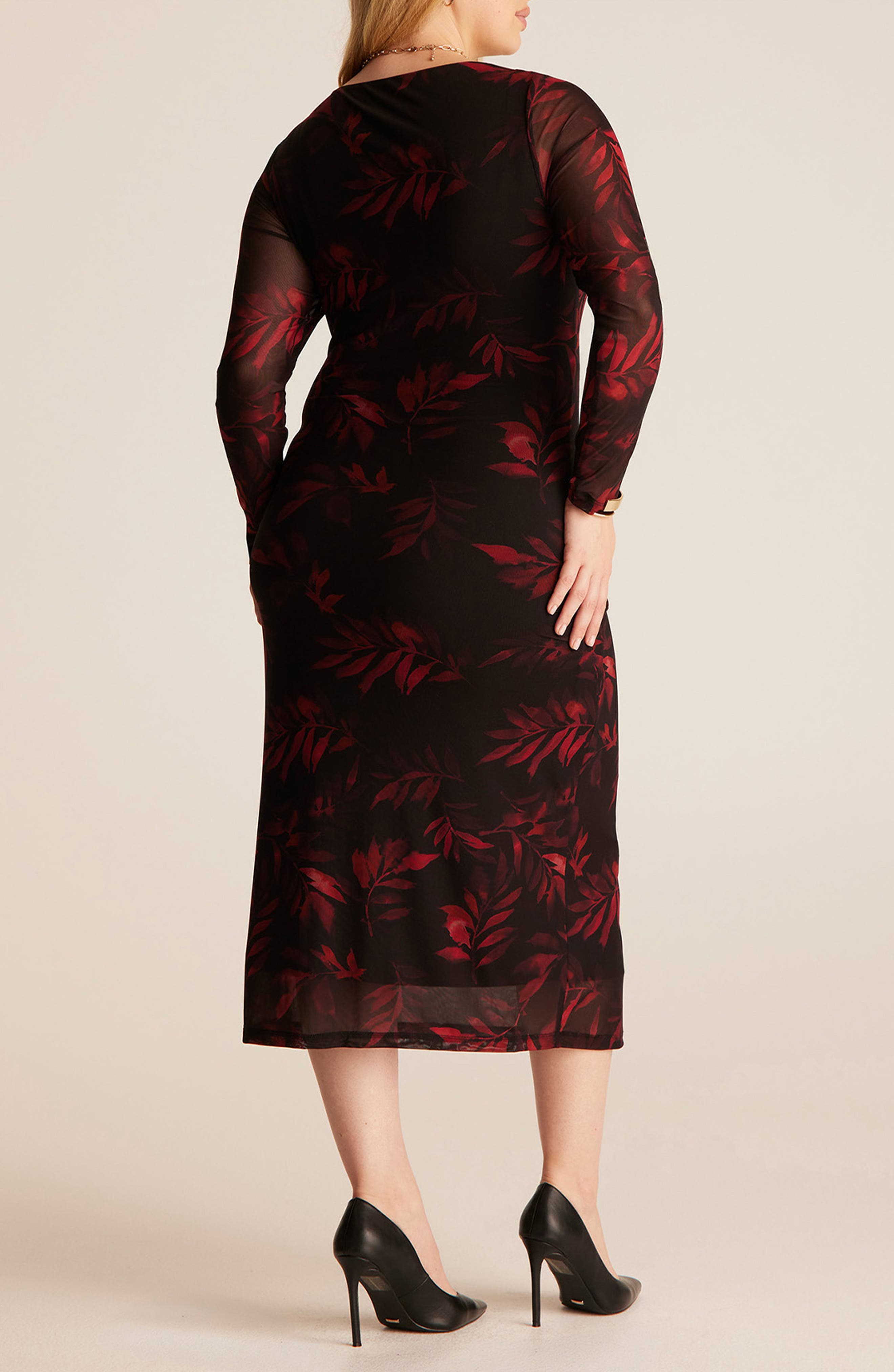 Estelle Noa Mesh Sleeve Midi Dress (Women) | Nordstrom