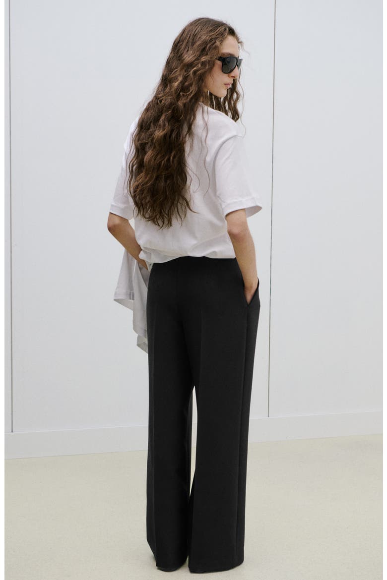 Mid Rise Straight Leg Belt Pants, Alternate, color, BLACK