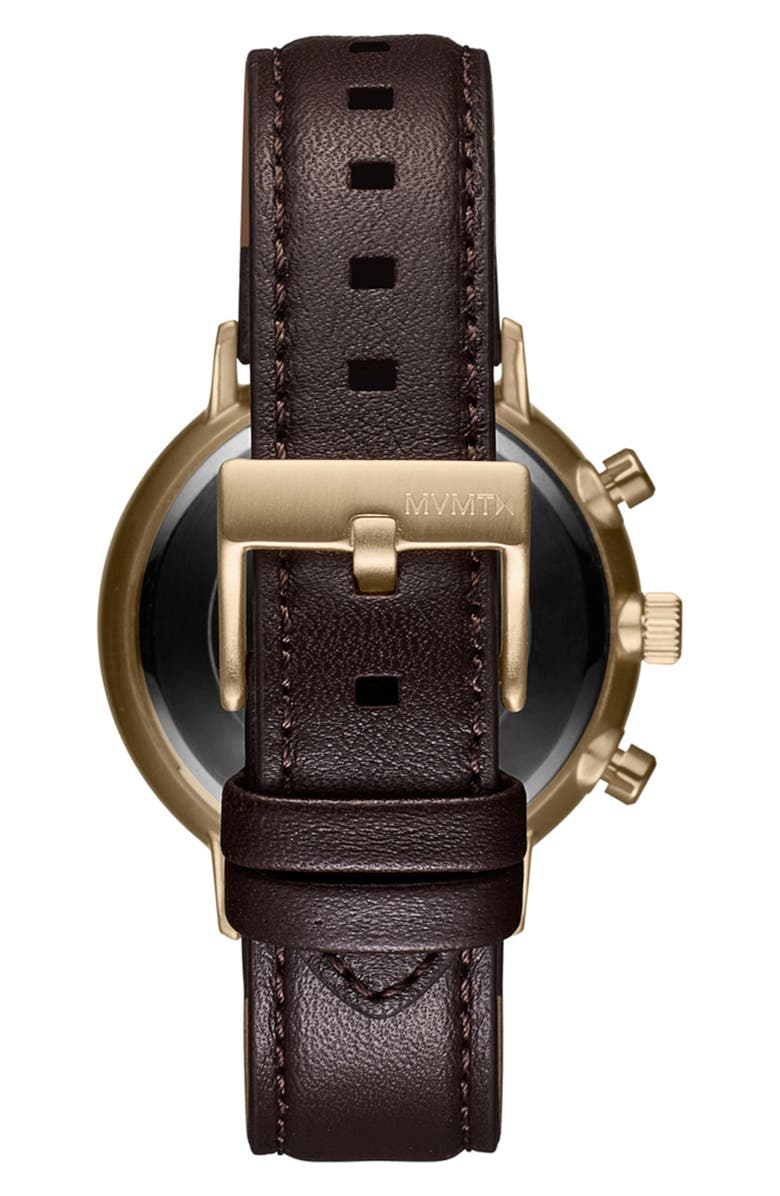 MVMT Legacy Traveler Chronograph Leather Strap Watch, 42mm, Alternate, color,