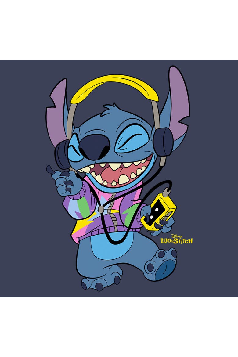 Boy's Lilo & Stitch Cool Headphones Stitch  Graphic T-Shirt, Alternate, color, Navy Blue Heather