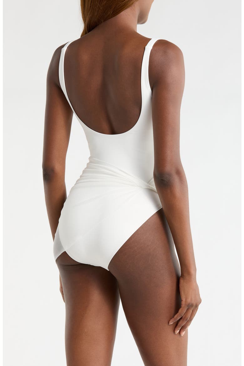 Mesh Overlay One-Piece Swimsuit, Alternate, color, WHITE SOLID