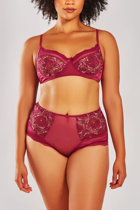 Two-Toned Lace Bra & High-Waist Panty Set