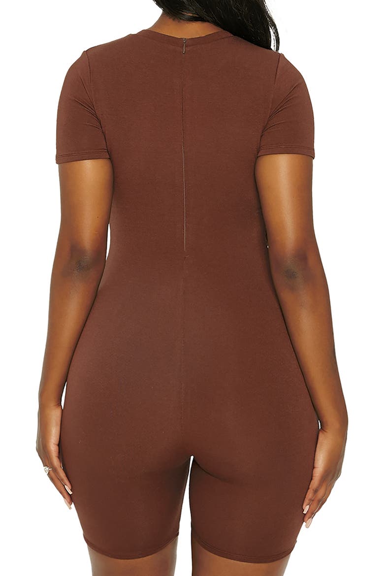 x Mama Malika Short Sleeve Romper, Alternate, color, BROWN