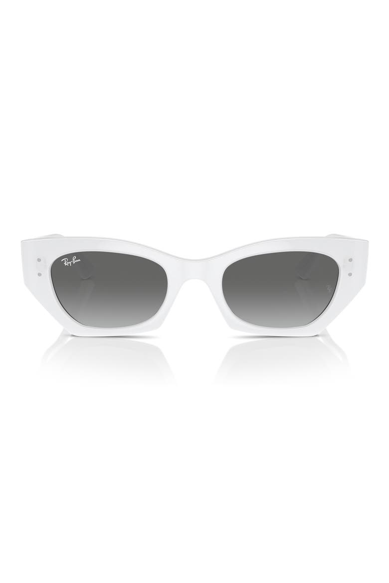 Zena 52mm Geometric Sunglasses, Alternate, color, GREY FLASH