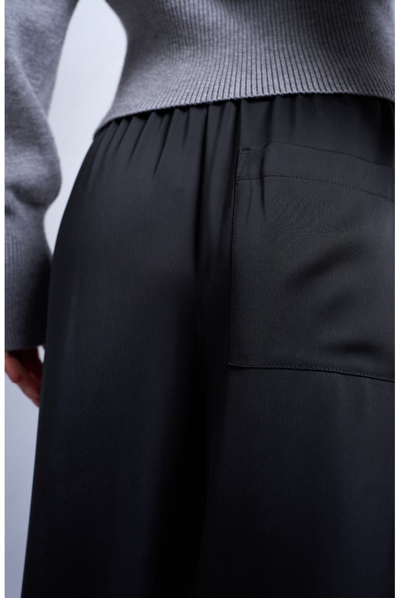 Satin Drawstring Wide Leg Pants, Alternate, color, BLACK