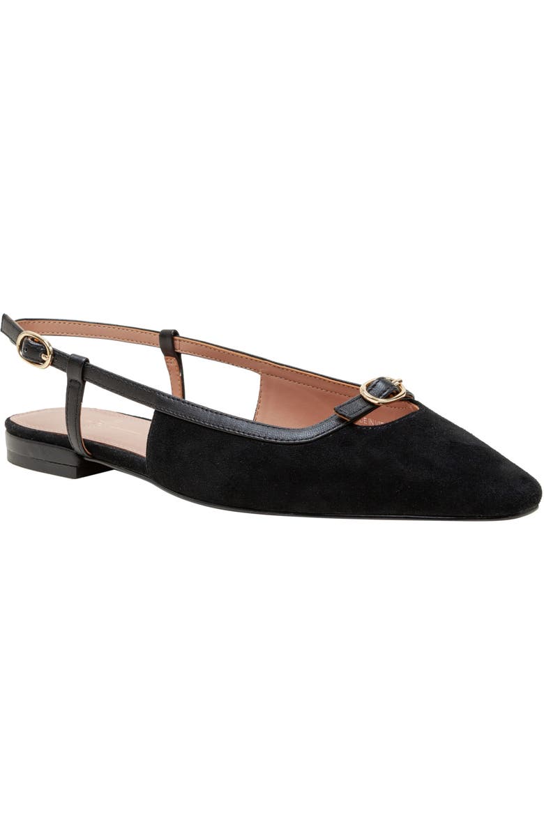 Linea Paolo Cassidy Pointed Toe Slingback Flat, Main, color, Black