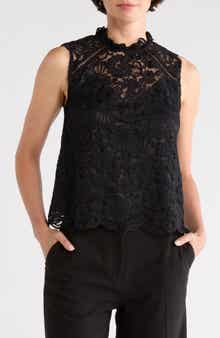 JASON WU Mock Neck Sleeveless Lace Top