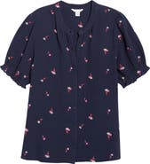 Caslon® Embroidered Popover Top