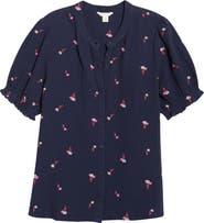 Caslon® Embroidered Popover Top