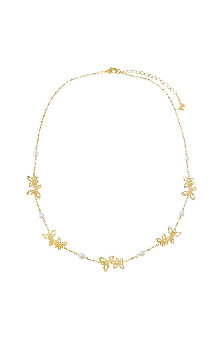 BY ADINA EDEN Butterlfies & Pearls Charm Necklace, Main, color,