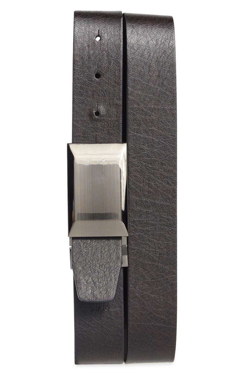 Steve Madden Plaque Reversible Leather Belt, Alternate, color, Black/ Brown