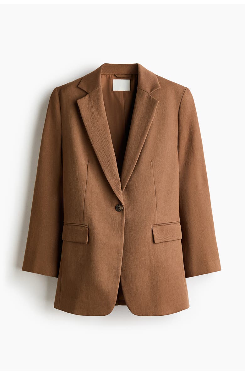 H&M Single-breasted blazer, Alternate, color, Brown