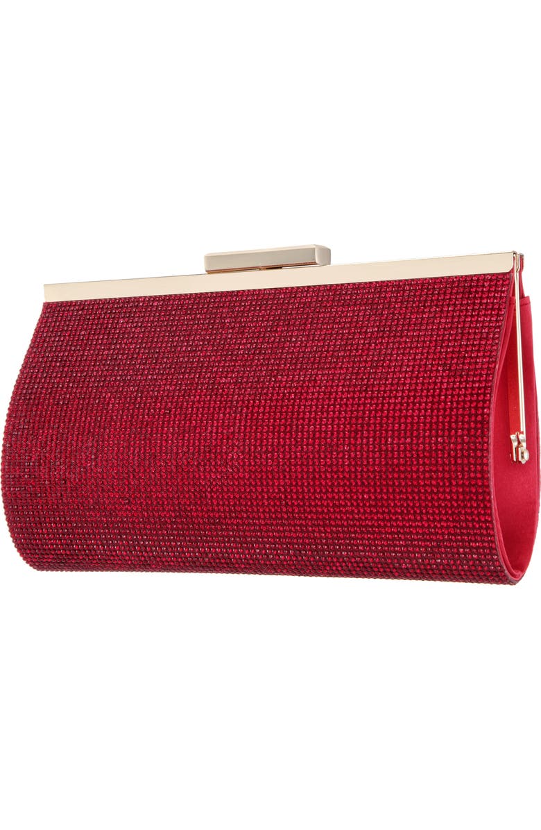 Nina Crystal Frame Clutch, Alternate, color, Siam Red