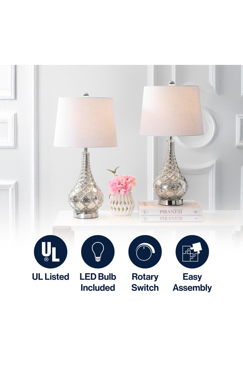 JONATHAN Y Darren 25.5" Glass LED Table Lamp, Mercury Silver, Alternate, color, 