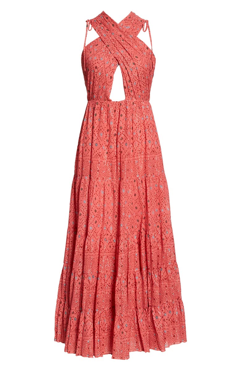 Ulla Johnson Karima Metallic Cutout Maxi Dress, Alternate, color, 