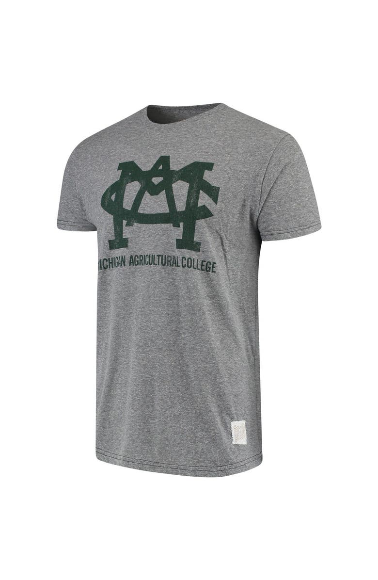 Retro Brand Men's Original Retro Brand Heathered Gray Michigan State Spartans Michigan Agricultural College Tri-Blend Vintage T-Shirt, Main, color, 