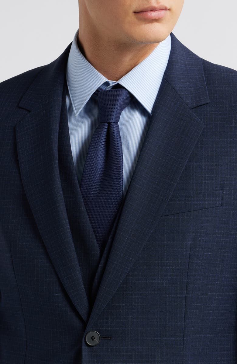 BOSS Houston Slim Fit 3-Piece Navy Check Suit, Alternate, color, Dark Blue