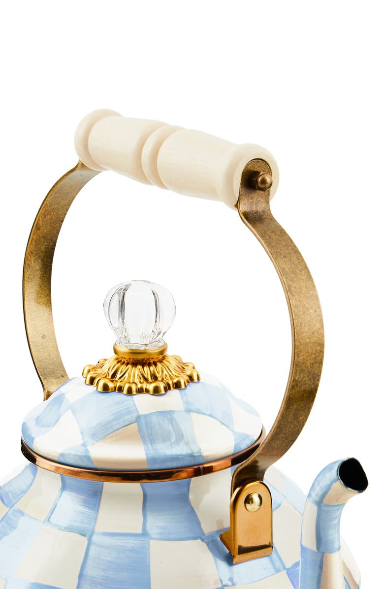 MACKENZIE CHILDS Sky Check Enameled Steel 3-Quart Tea Kettle, Alternate, color, Sky Check