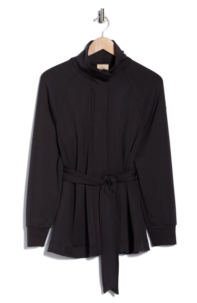 ELIE ELIE TAHARI Raglan Sleeve Tie Belt Jacket, Alternate, color, Carbon Grey