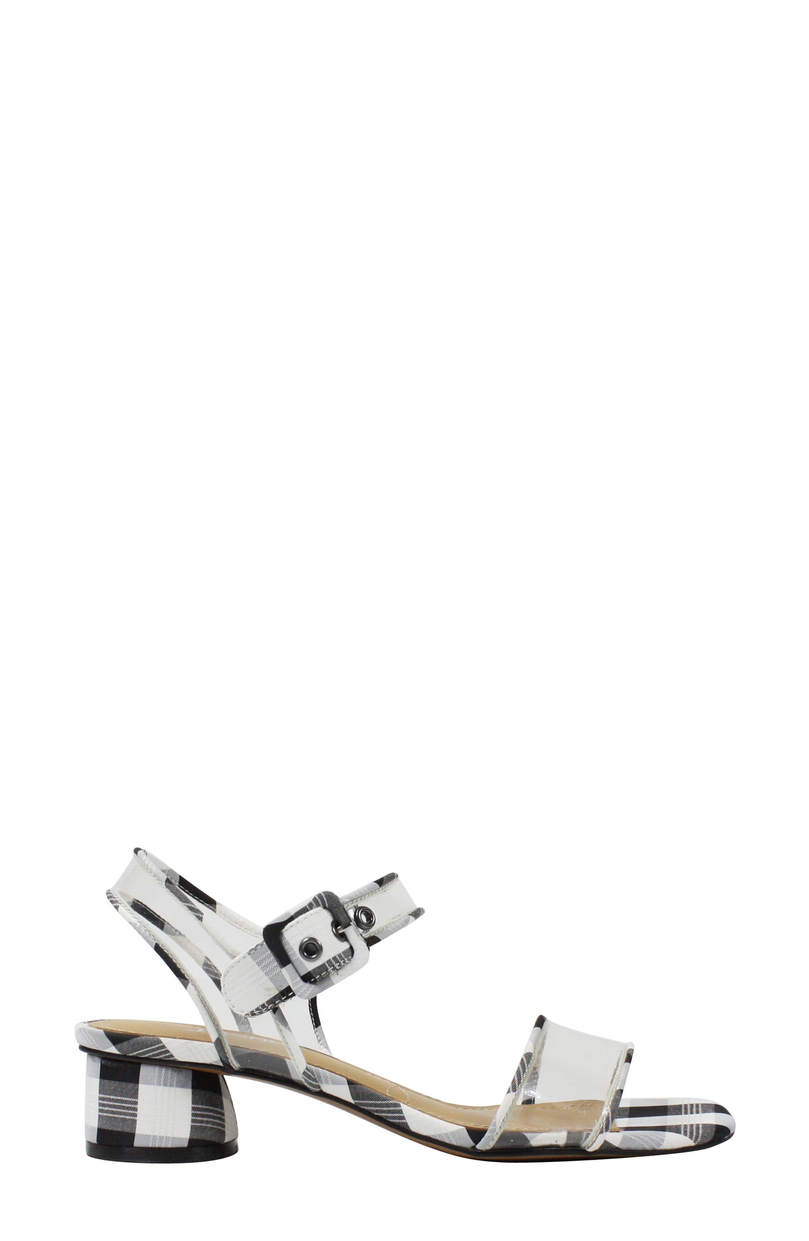 J.Renée Florencio Sandal, Alternate, color, BLACK/ WHITE GINGHAM/ CLEAR