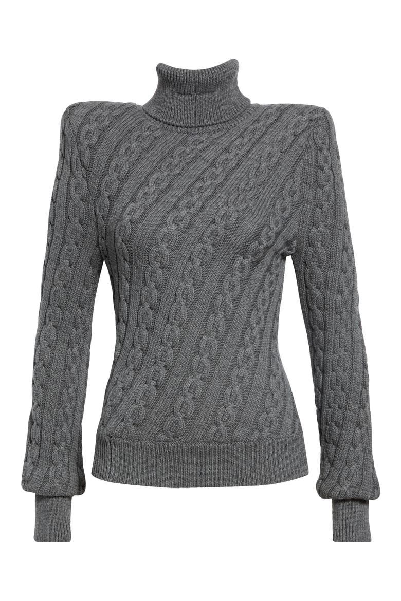 Jacqueline Twist Knit Wool Turtleneck Sweater, Alternate, color, GRAY