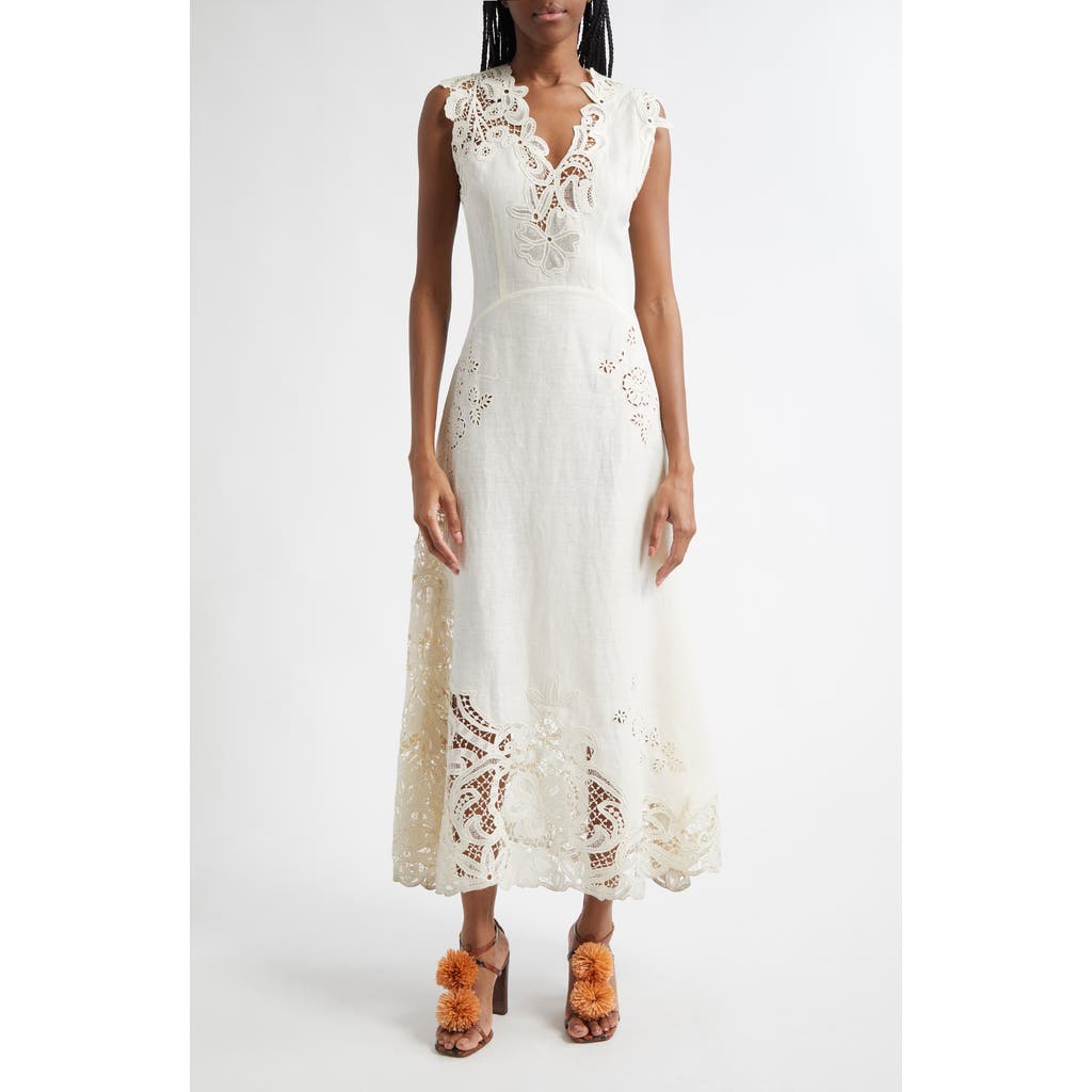 Ulla Johnson Olivette Lace & Linen Dress In Pristine