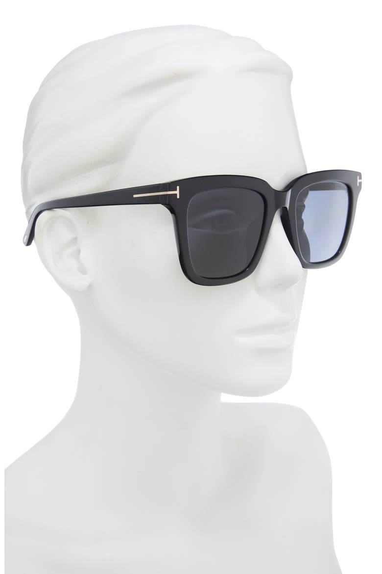 55mm Square Sunglasses, Alternate, color, SHINY BLACK / SMOKE