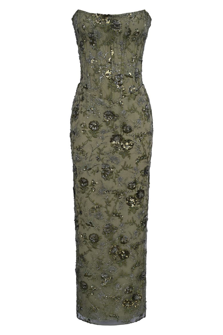 Anisa Hand Beaded Gown, Alternate, color, FIR GREEN