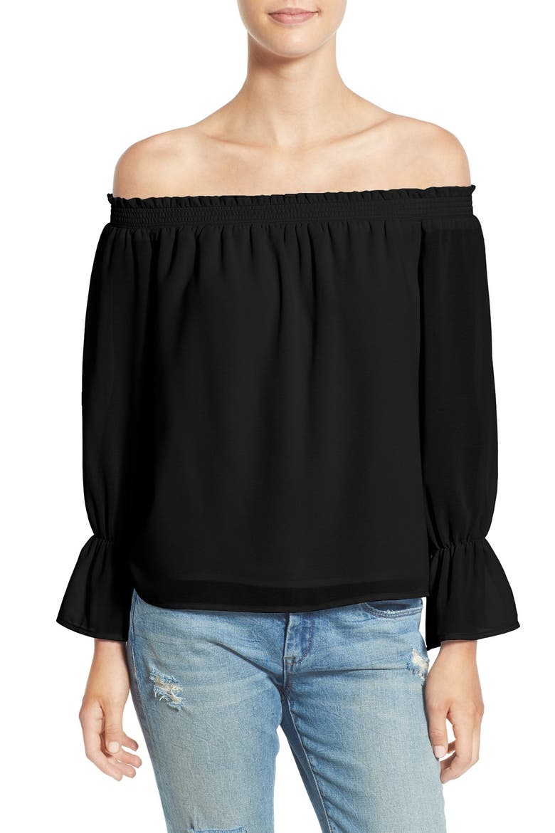 Off the Shoulder Blouse, Main, color, BLACK