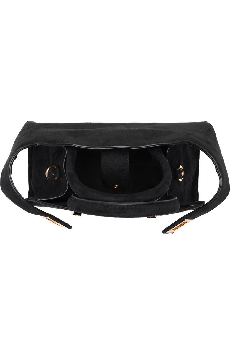 URBAN EXPRESSIONS HANDBAGS Faux Suede Double Buckle Satchel, Alternate, color, Black