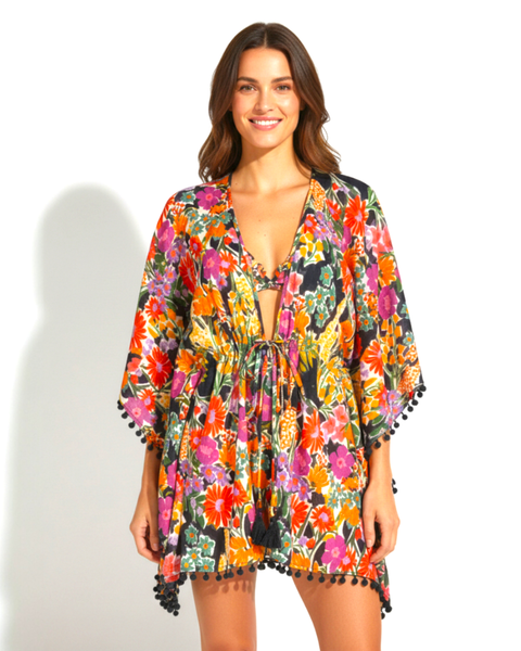 Audrey Short Drawstring Caftan Cover-Up