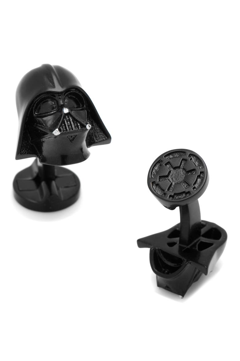 3D Darth Vader Cuff Links & Shirt Studs Set, Alternate, color, BLACK