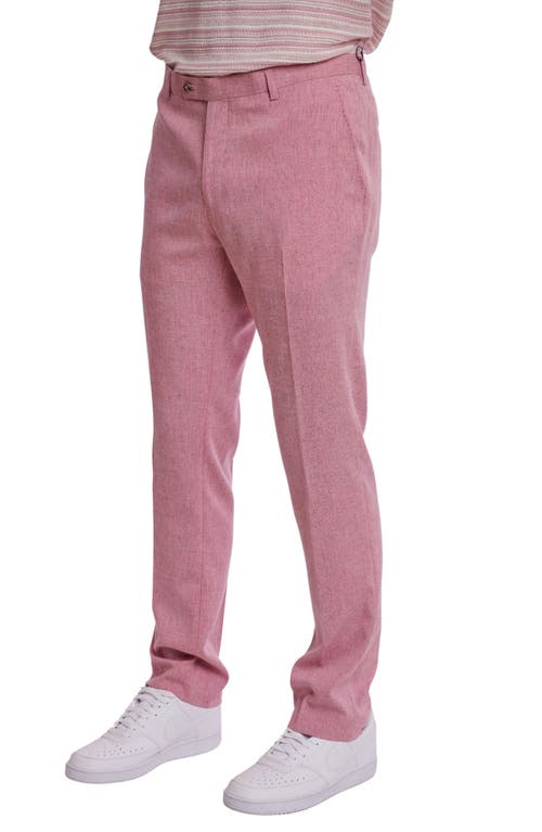 Paisley & Gray Downing Slim Flat Front Crosshatch Dress Pants In Pink