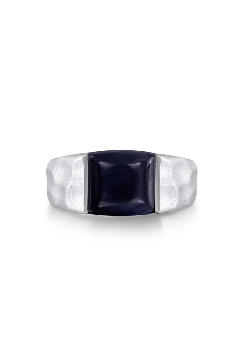 Blue Pietersite Textured Sterling Silver Men Signet Ring, Main, color, Silver