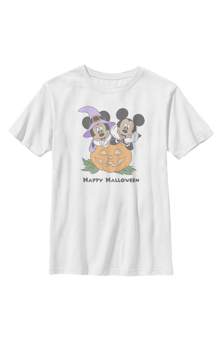 Mickey & Friends Boy's Mickey & Friends Halloween Vampire Mickey & Minnie Graphic T-Shirt, Main, color, White