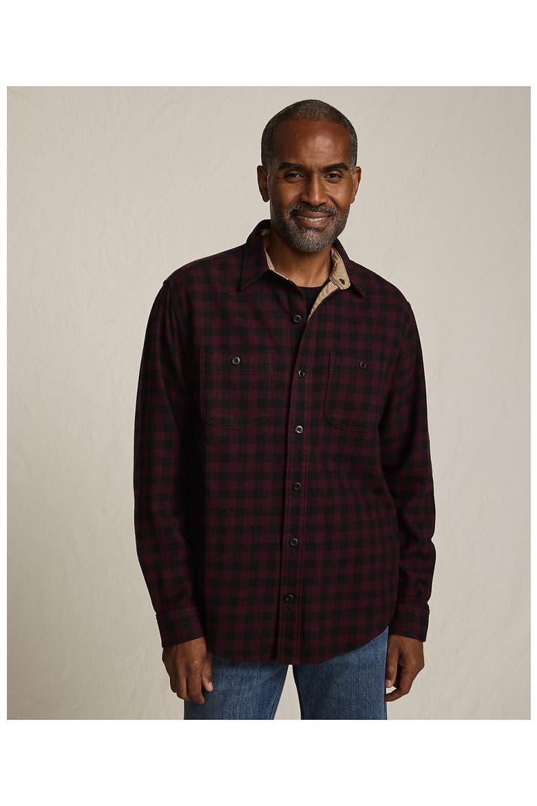 Authentic Flannel Shirt with Corduroy Collar, Alternate, color, Lush Burgundy Check