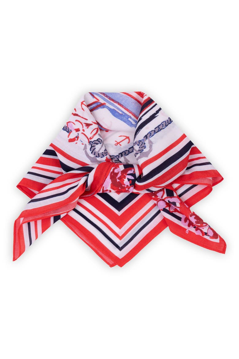 Sailboat Print Bandana, Main, color, RED MULTI