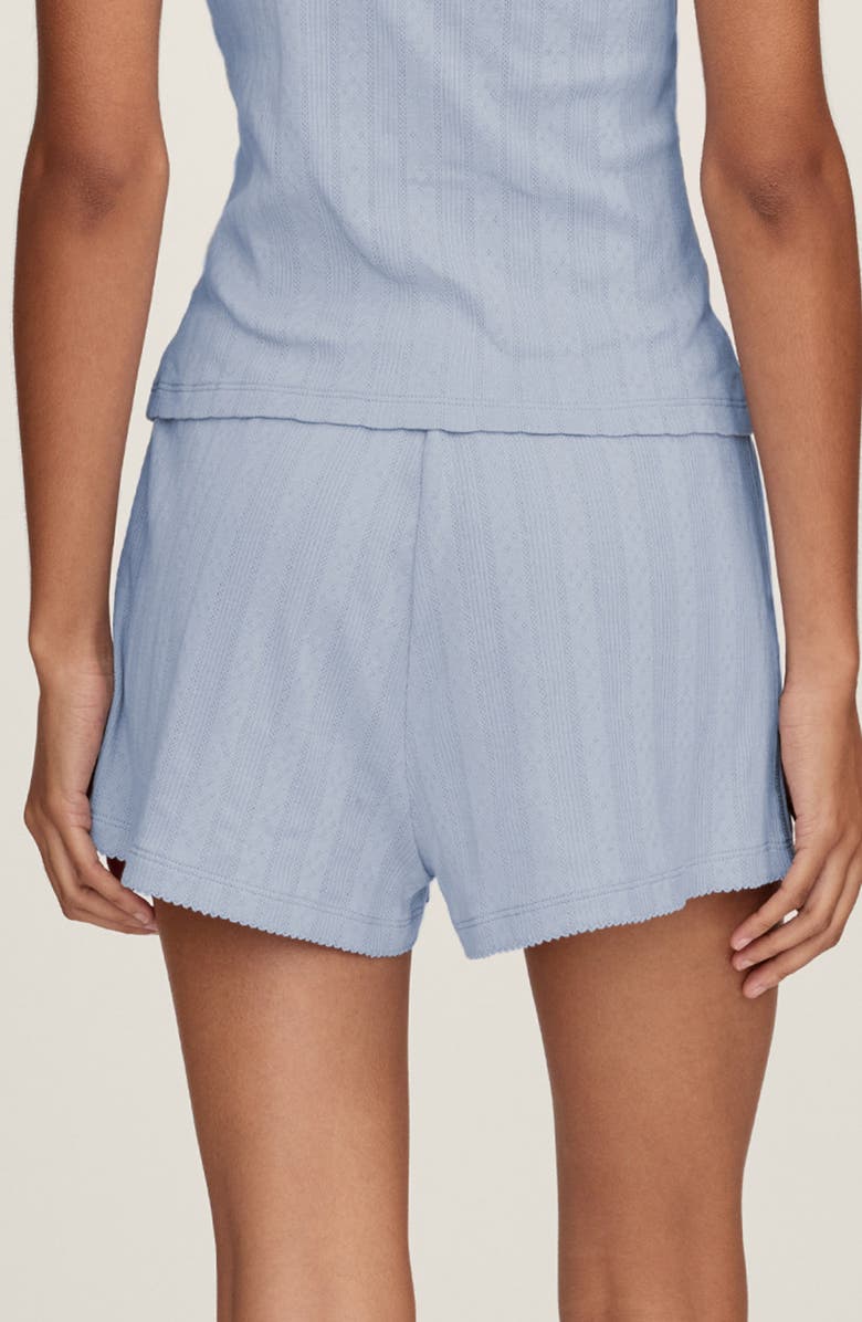 Petite Plume Pima Cotton Pointelle Shorts, Alternate, color, Blue