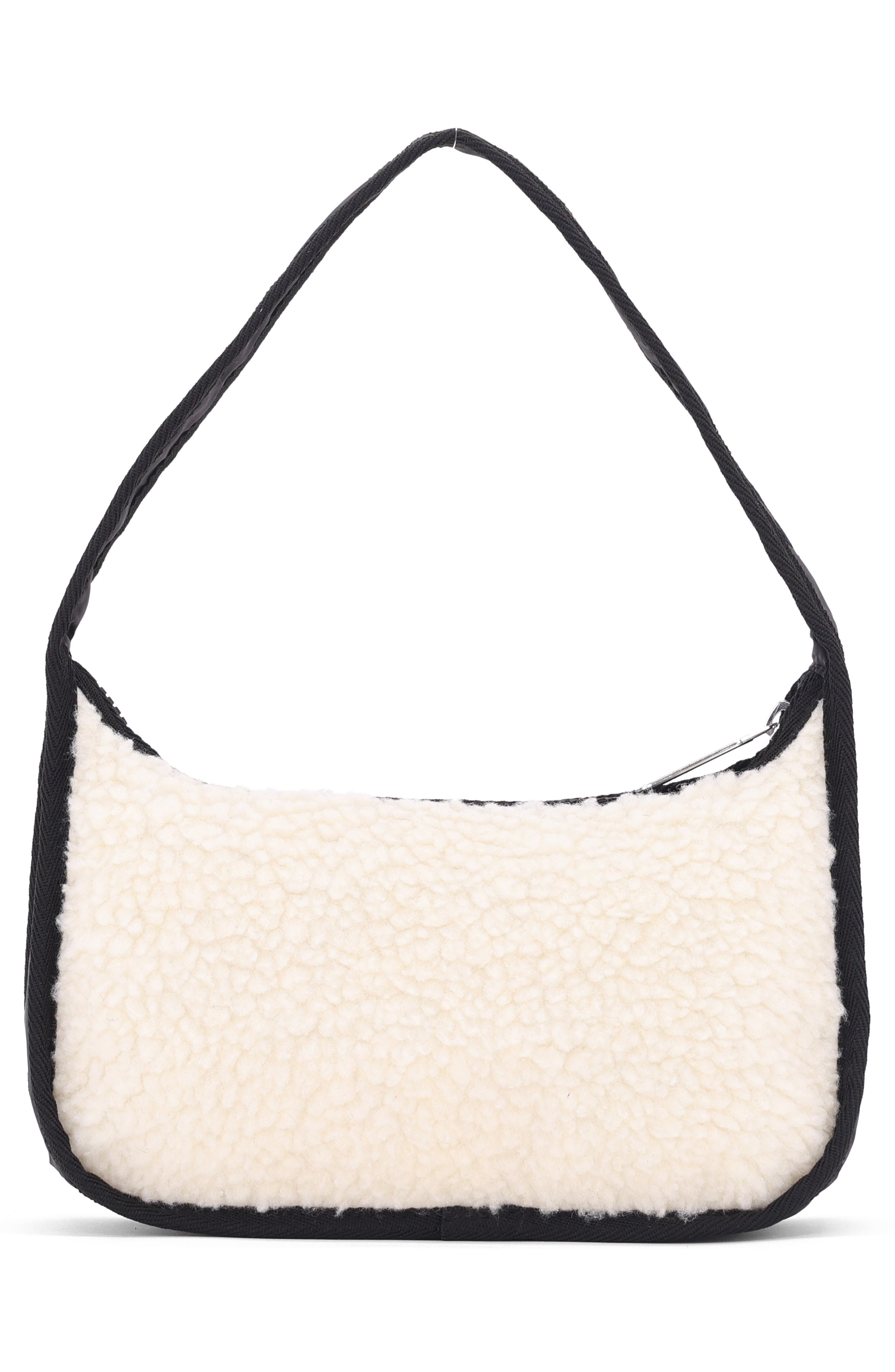 LeSportsac Faux Shearling Shoulder Bag, Alternate, color, Cream Vegan Sherpa