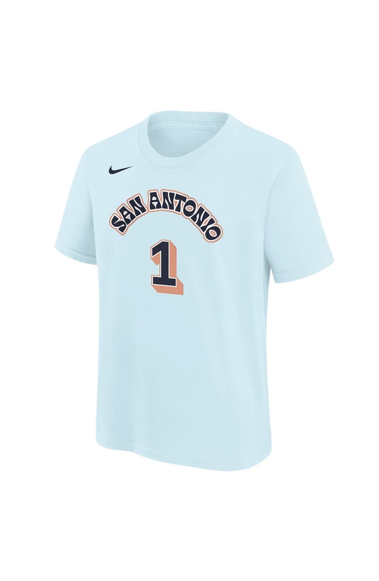 Nike Youth Nike Victor Wembanyama Light Blue San Antonio Spurs 2024/25 City Edition Name & Number T-Shirt, Alternate, color, 