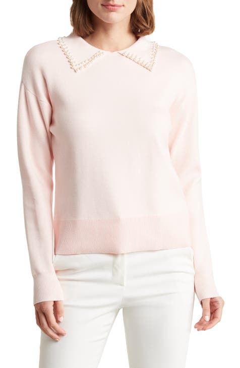 Maddie Faux Pearl Collar Sweater