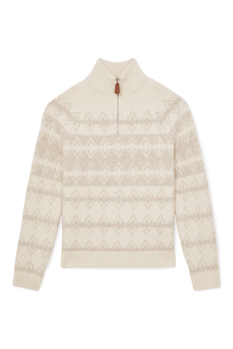 Claus Quarter Zip Pullover, Alternate, color, WINTER WHITE/OATMEAL