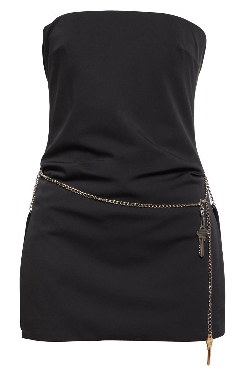 Alexander Wang Chain Belt Stretch Wool Blend Minidress, Alternate, color, Black