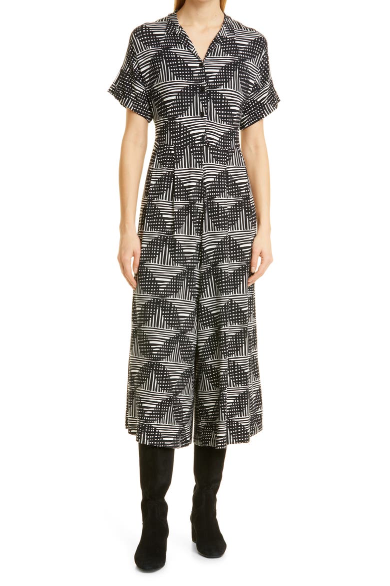 Abstract Print Crop Jumpsuit, Main, color, BLACK