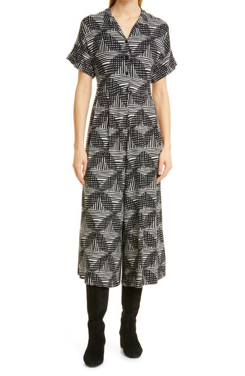Abstract Print Crop Jumpsuit