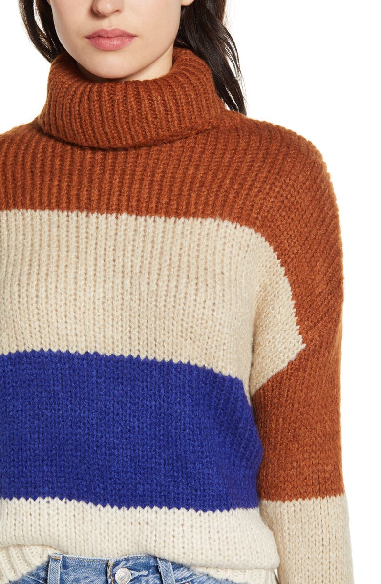 Woven Heart Stripe Turtleneck Sweater, Alternate, color,